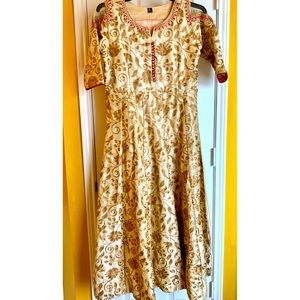 Gold Silk Embroidered Gown
